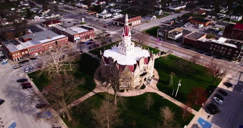 Midwest Small Town Drone Stock Footage 320363456