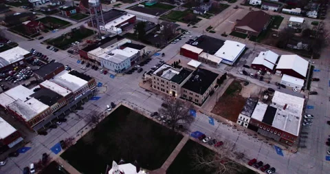 Midwest Small Town Drone Stock Footage 320363461