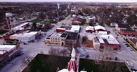 Midwest Small Town Drone Stock Footage 320363563