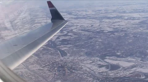 Midwest Snow2-35-High alt over City-wingside Stock Footage 9164177