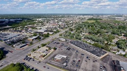Midwest suburban sprawl road Stock Footage 81716014