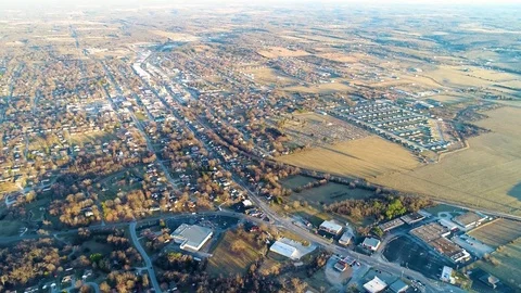 Midwest Town Aerial Stock Footage 75496675