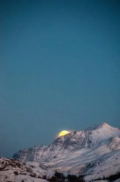 Midwinter moon over Bodo Stock Photos