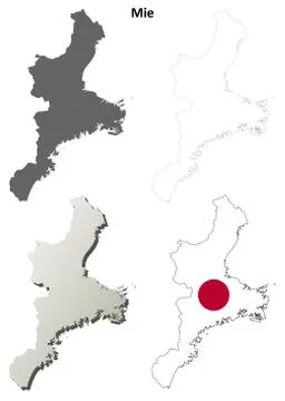 Mie blank outline map set Иллюстрация