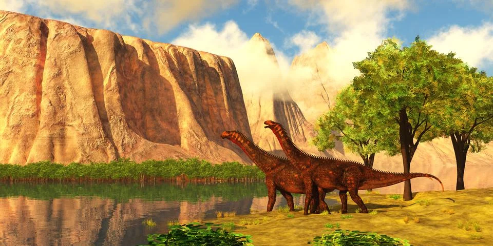 Mierasaurus Valley Stock Illustration