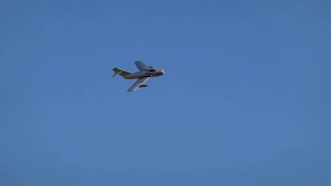 Mig-15 one of the first successful jet fighters with a swept wing Stock Footage 317267627