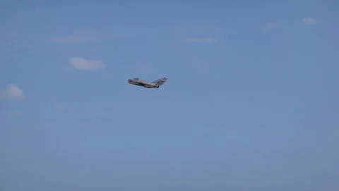 Mig-15 one of the first successful jet fighters with a swept wing Stock Footage 317267628