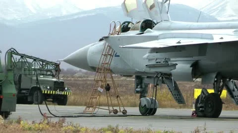MiG-31 military distant double supersonic all-weather fighter interceptor Video stock 20516772
