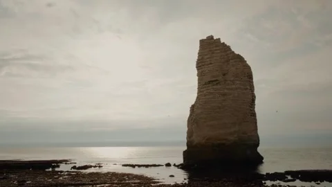 Mig and beautiful chalk cliffs growing out of the sea Stock Footage 299650392
