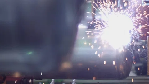 Mig-mag welding on a conveyor Video stock 160489392