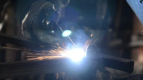 MIG Welding Close Up Sparks Abstract Stock Footage