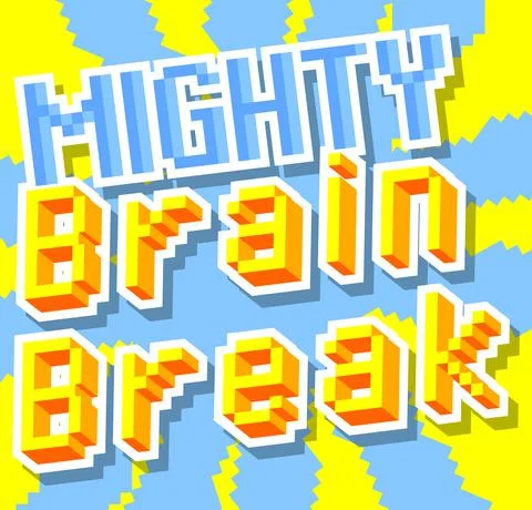 Mighty Brain Break. Pixelated word with geometric graphic background. Vector  Stock Illustration