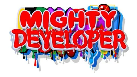 Mighty Developer. Graffiti tag. Abstract modern street art decoration perfo.. 库存插图
