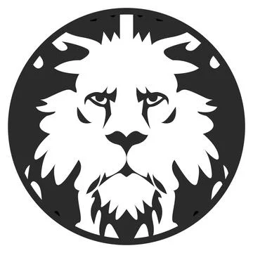 Mighty lion head in full face black and white Stock Illustration