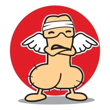 Mighty phallus Angel logo vector mascot illustrations Stock Illustration