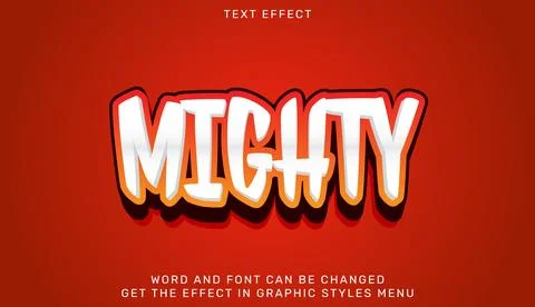 Mighty text effect template in 3d design Stock Illustration