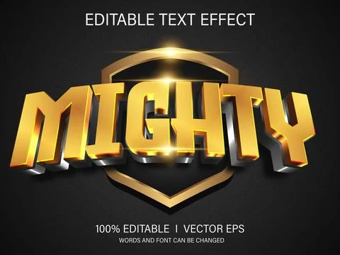 Mighty vector text effect with modern style design Stock Illustration