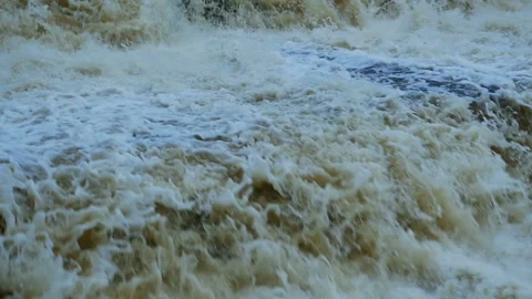 Mighty waterfall with seething falling water Stock Footage 149617234