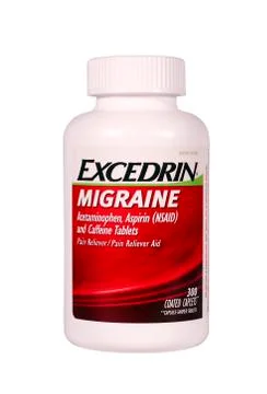 Migraine  caplets 库存照片