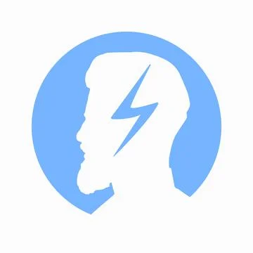 Migraine linear icon. Human head with lightning bolt. Thunderclap head. Templ Stock Illustration