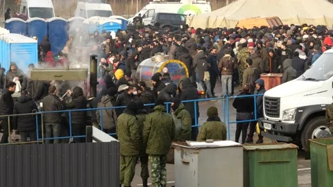 MIGRANT CAMP. BELARUS Video stock 166746363