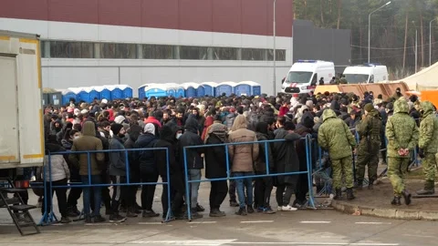 MIGRANT CAMP. BELARUS Video stock 166746401