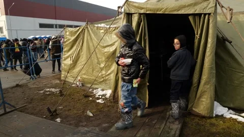 MIGRANT CAMP. BELARUS Stock Footage 166746550