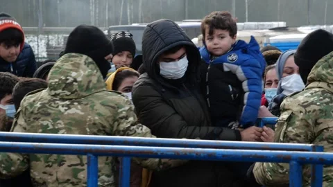 MIGRANT CAMP. BELARUS Video stock 166746731