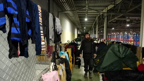 MIGRANT CAMP. BELARUS Stock Footage 166747126