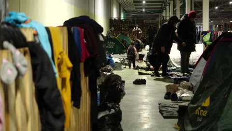 MIGRANT CAMP. BELARUS Stock Footage 166747141