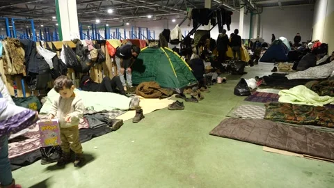 MIGRANT CAMP. BELARUS Video stock 166747194