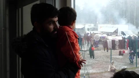 MIGRANT CAMP. BELARUS Stock Footage 166747288