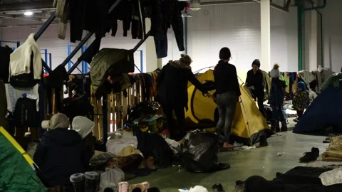 MIGRANT CAMP. BELARUS Stock Footage 166747292