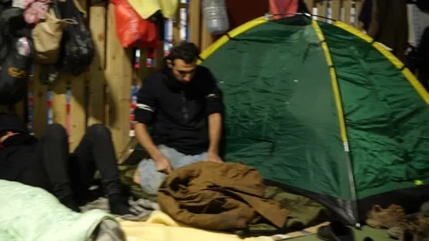 MIGRANT CAMP. BELARUS Stock Footage 166747346