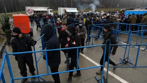 MIGRANT CAMP. BELARUS Stock Footage 166747568