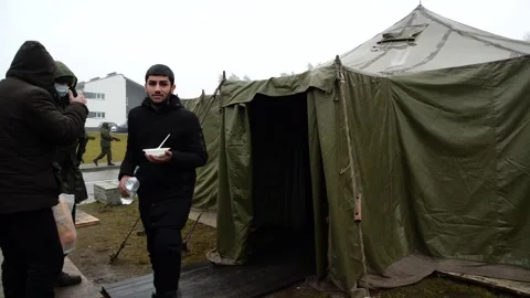 MIGRANT CAMP. BELARUS Stock Footage 166748017