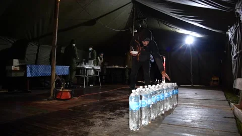 MIGRANT CAMP. BELARUS Video stock 166748334