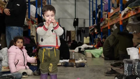 MIGRANT CAMP. BELARUS Video stock 166748446