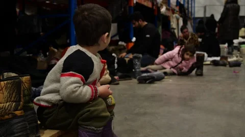 MIGRANT CAMP. BELARUS Video stock 166748490