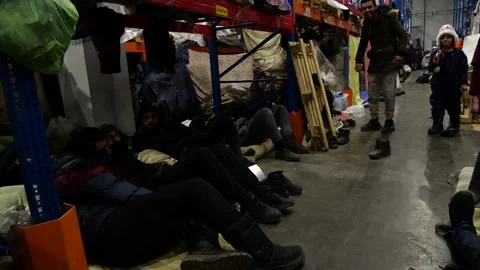 MIGRANT CAMP. BELARUS Stock Footage 166749090