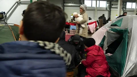 MIGRANT CAMP. BELARUS Video stock 166749161