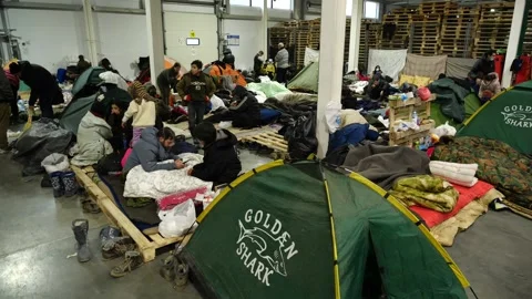 MIGRANT CAMP. BELARUS Stock Footage 166749165