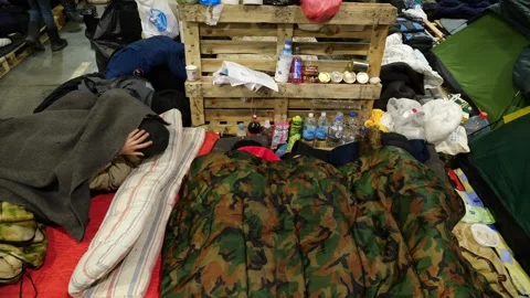 MIGRANT CAMP. BELARUS Stock Footage 166749256