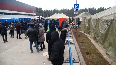 MIGRANT CAMP. BELARUS Video stock 167889399
