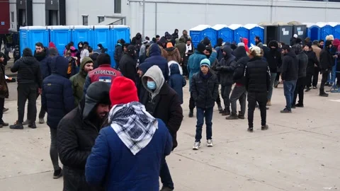 MIGRANT CAMP. BELARUS Stock Footage 167889401