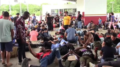 Migrant caravan processes documents in southern Mexico to move on to the United  Stock Footage 204151918