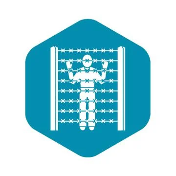 Migrant man at border icon, simple style Stock-Illustration