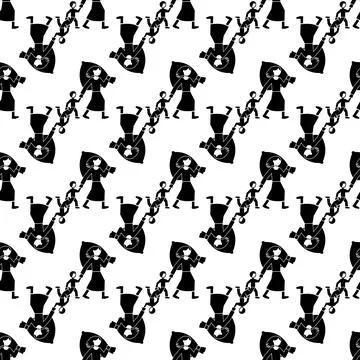 Migrant mother kid pattern seamless vector Illustrazione stock