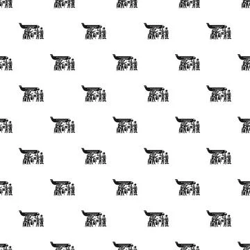 Migrant people on plane pattern seamless vector イラスト素材