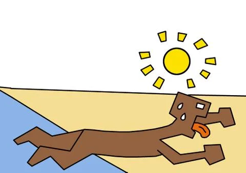 A migrant reaching the shore Stock Illustration